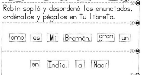 Orden De Las Palabras En La Oración 2do Grado Material De