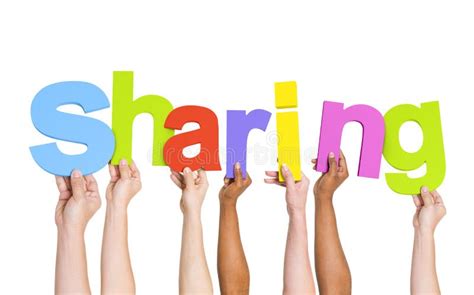 Multi Ethnic Hands Holding The Word Sharing Stock Image Image Of