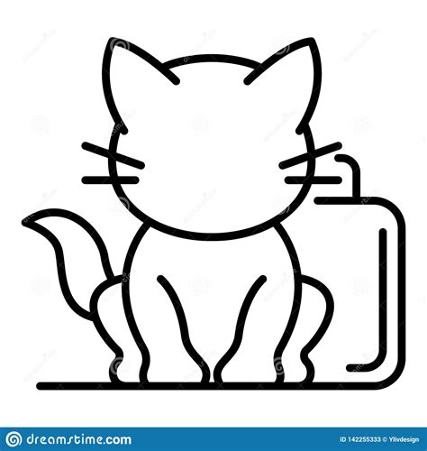 Cute Cat Icon Outline Style Stock Vector Illustration Of