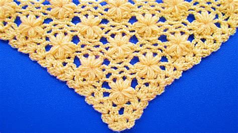2 double crochet, chain 1, 2 double crochet shell. chal triangular tejido a crochet paso a paso : punto ...