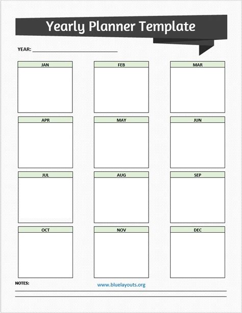 Free Printable Yearly Planner Template Blue Layouts