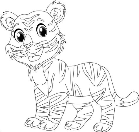 Tigre De Desenho Animado Rindo Para Colorir Imprimir E Desenhar