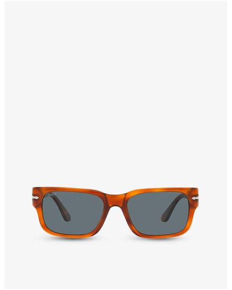 Persol Po3315s Rectangle Frame Tortoiseshell Acetate Sunglasses In Blue Lyst