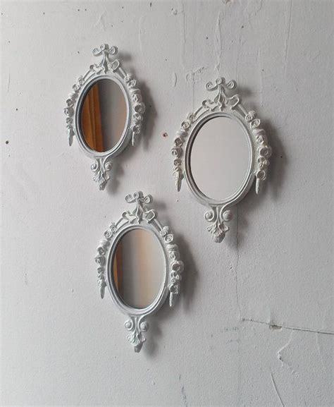 Oval Wall Mirror Set In Vintage Brass Filigree Frames Small Ornate