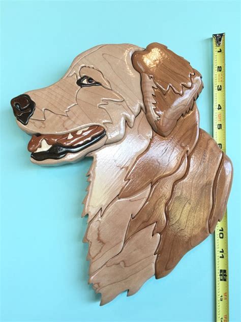 Golden Retriever Hand Crafted Wood Intarsia T Pet