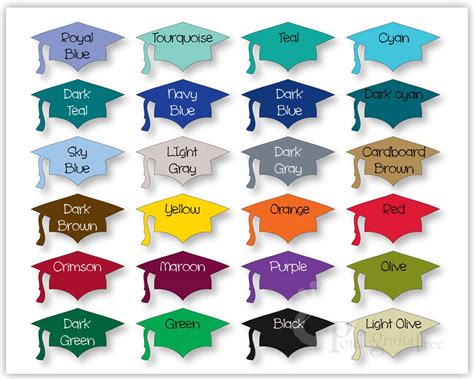 Graduation Party Decor College Colors Set Of 10 Grad Cap Etsy