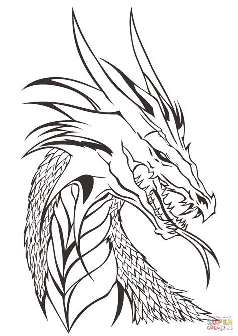 Express your love for snakes with our snakes coloring pages provided, along with some other animal colouring pages we offer on our wesbsite. Dragon Head coloring page | Free Printable Coloring Pages
