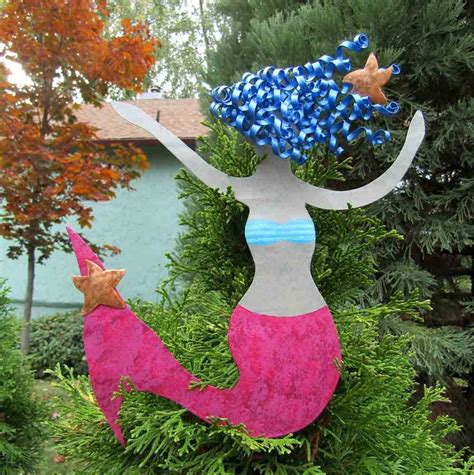 Mermaid Tree Topper Metal Art Mermaid Christmas Recycled Metal Etsy