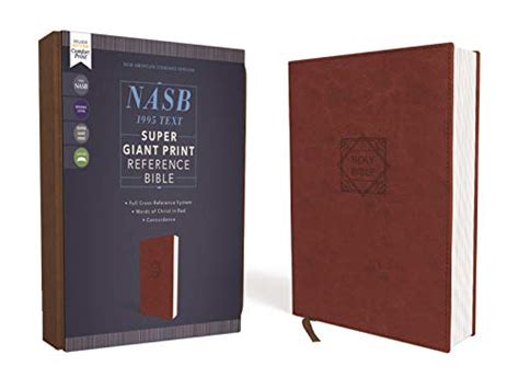 Nasb Super Giant Print Reference Bible Leathersoft Brown Red Letter
