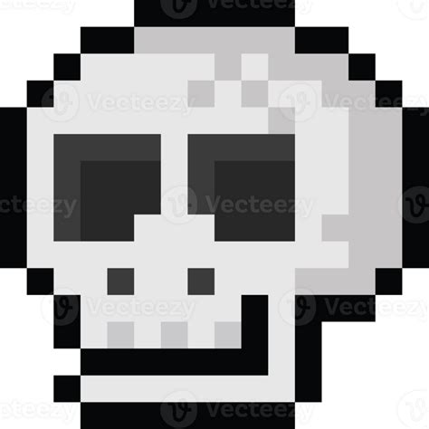 Pixel Art Smiling Skull Head Icon 27950983 Png