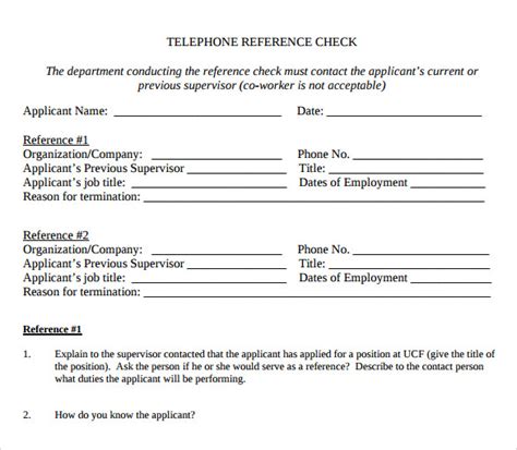 FREE 17 Sample Reference Check Templates In PDF MS Word Excel