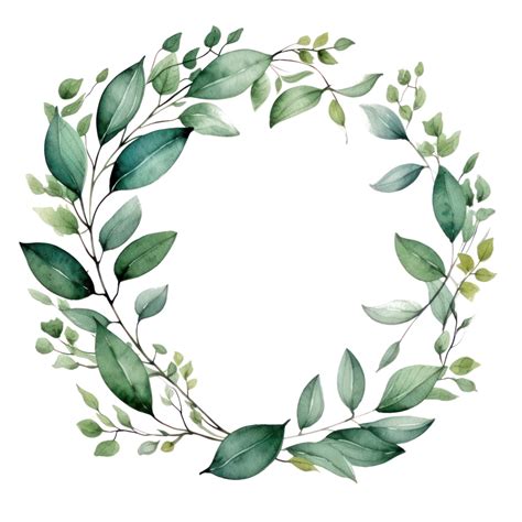 Green Watercolor Botanical Leaves And Branches Frame 29847048 Png