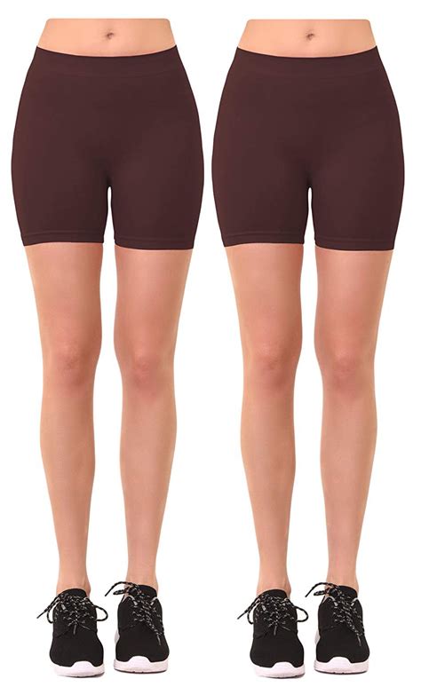women s 2 pk plus size seamless stretch yoga exercise shorts bike shorts 1x 2x brown