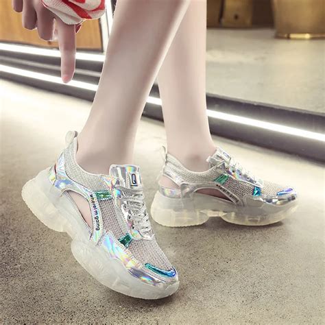 2019 Summer Women Transparent Sneakers White Shoes Women Casual