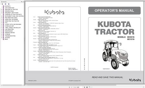 Kubota Tractor M5091n M5101n 1mbqf00008a01 Operator Manual 3b883 9971 1