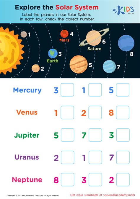 Preschool Solar System Worksheets For Kindergarten Printable