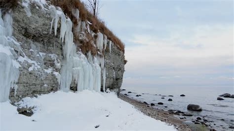 Cliff And Ocean During Winter Time On The Island Gotland In Sweden