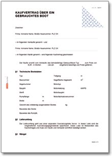 Schließlich werden gerade kostspielige haushaltsgeräte, unterhaltungselektronik oder smartphones gerne in monatlichen raten. Kaufvertrag über ein gebrauchtes Boot • DE Vertrag Download