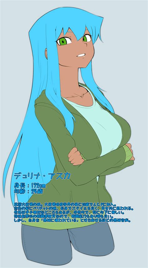 spacezin dyurina asuka original highres translation request 1girl blue hair breasts