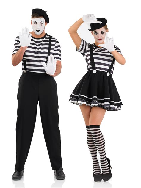 See more ideas about animal costumes, costumes, kids costumes. Mens Ladies Mime Artist Costume Black White Couple Circus ...