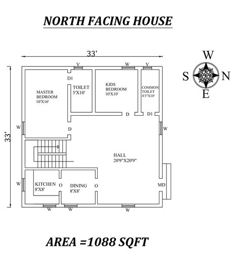 North Facing Bhk House Vastu Plan