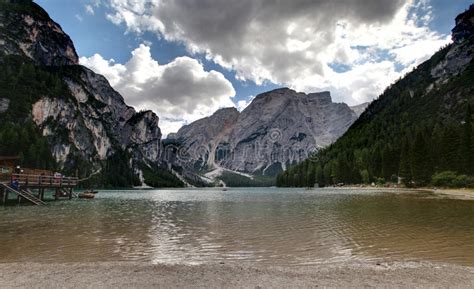 Portrait Of Lake Braies Stock Image Image Of Alps Environment 26393205