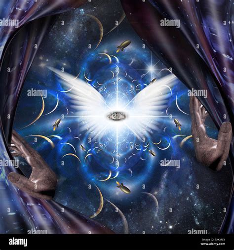 Spiritual Art Winged Angel Eye In Deep Space Stock Photo Alamy