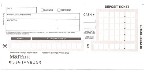 Filling out a chase deposit slip is simple, follow the instructions below. M&T Bank Deposit Slip - Free Printable Template - CheckDeposit.io