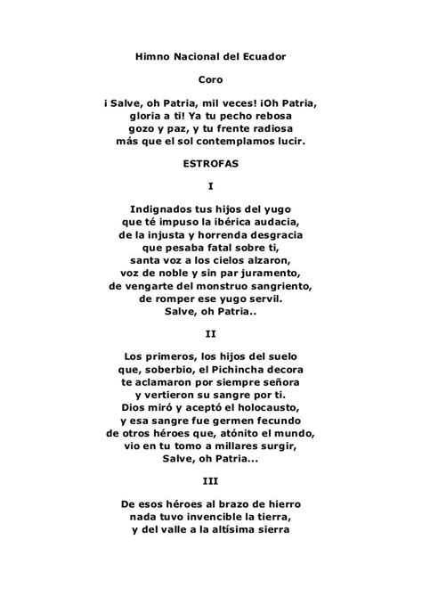 Himno Nacional De Ecuador Letra Completa Kulturaupice