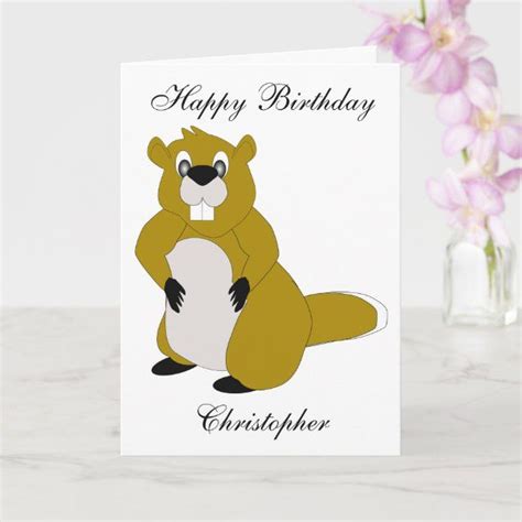Beaver Design Birthday Card Birthday Cards Custom