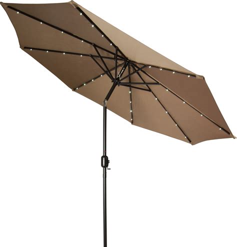 9 Deluxe Solar Powered Led Lighted Patio Umbrella Tan