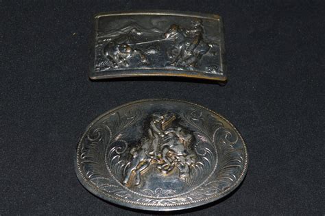 Set Of Two Vintage Belt Buckles ~ Cowboy Style Haute Juice