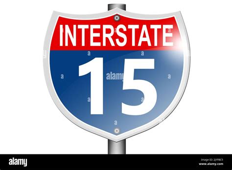 Interstate Highway 15 Road Sign Isolated On White Background 3d
