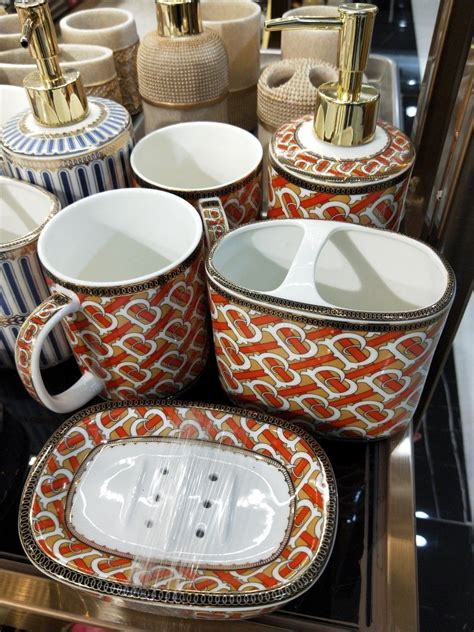 Burberry Shower Room Ceramic Accessories Set 5pcs Sfjs35 Porcelain