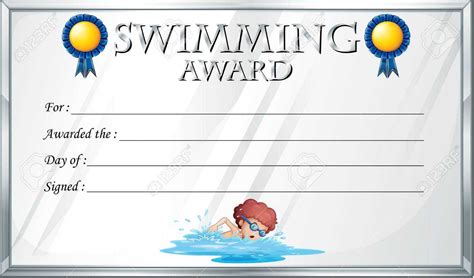 Certificate Template For Swimming Award Illustration For Free Swimming