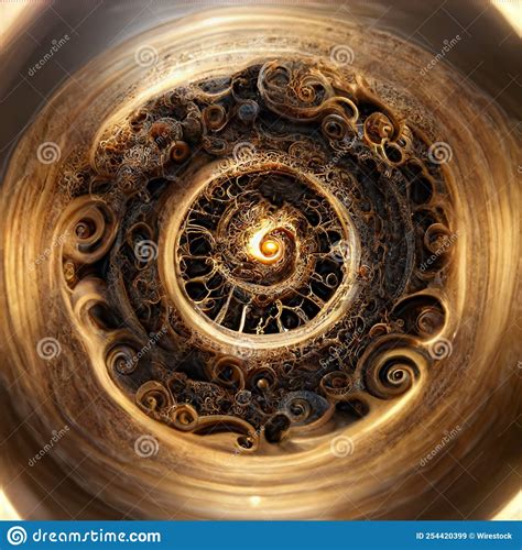 Infinity Time Spiral In Space Antique Old Clock Abstract Fractal