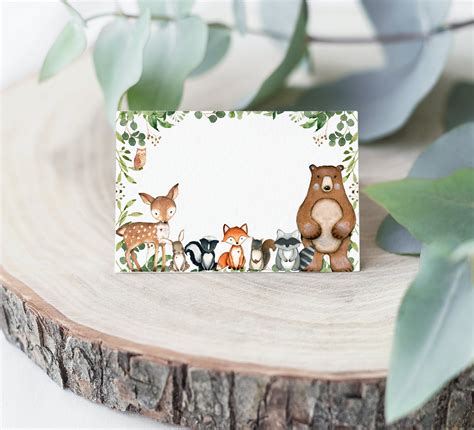 Woodland Editable Place Cards Food Labels Tent Cards Woodland Etsy