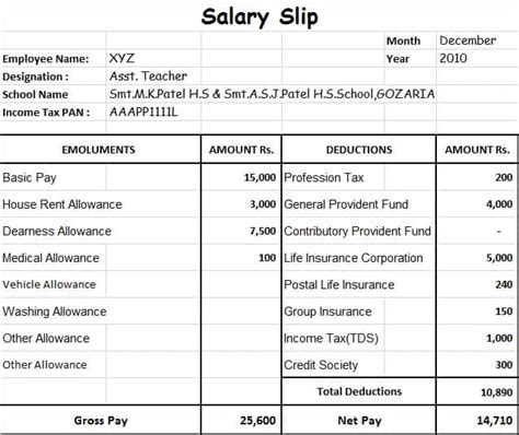 Salary Slip Format India Supremelopeq