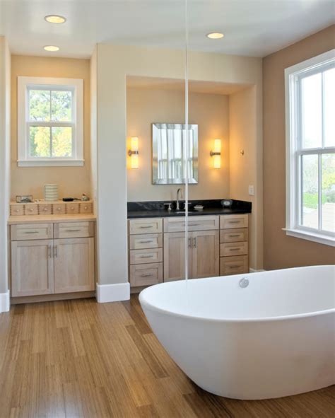 By far, the most accepted hardwood flooring for a bathroom is natural hardwood flooring. 26 Master Bathrooms with Wood Floors (PICTURES)