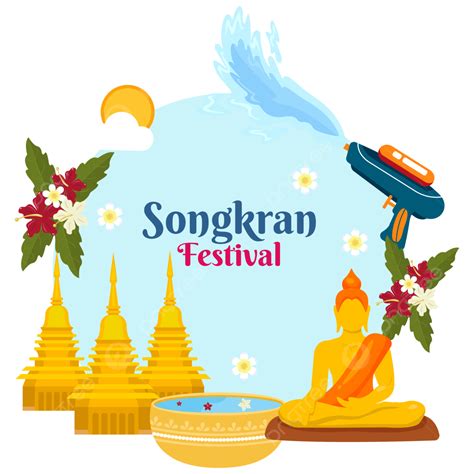 Songkran Festival Thai Vector Png Images Realistic Glowing Gradient
