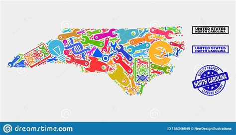 Composition Of Tools North Carolina State Map And Quality Product Seal