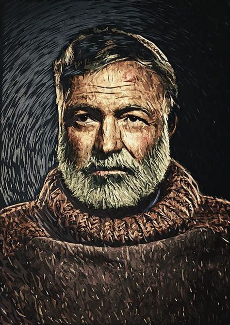 Ernest Hemingway Portrait American Literature Illustration Digital