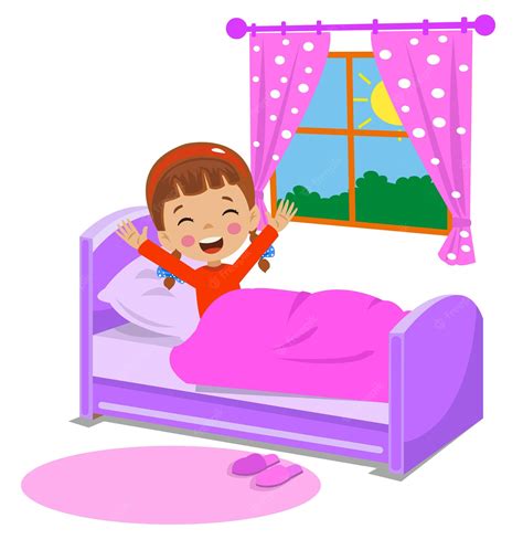 Premium Vector Cute Kid Waking Up In The Morning