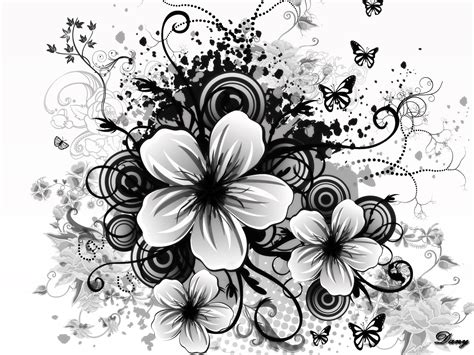 Flower Wallpaper Hd Black And White Clip Art Library