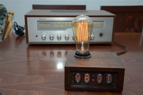 Bluetooth Le Nixie Clock With Edison Bulb Lamp From 70th