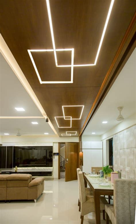 Modern Living Room And Dining Area With Ceiling Lighting