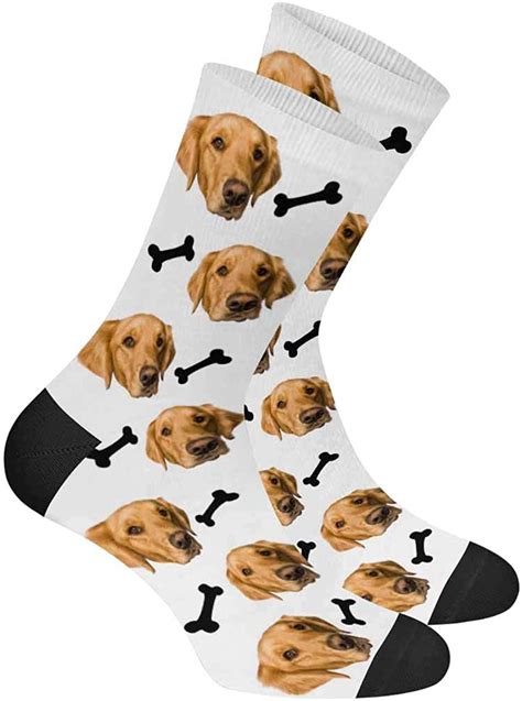 Custom Dog Face Socks Personalized Pup Faces Bone White