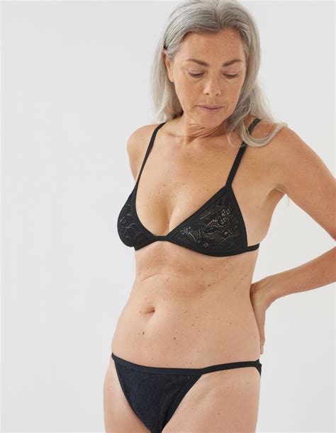 black lace triangle bra Stylish Older Women, Grey Hair Inspiration