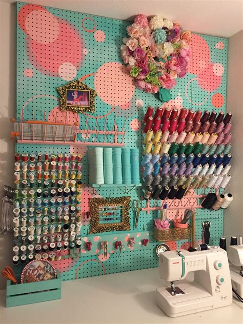 Use these craft room ikea pegboard ideas to transform your craft room and give your art space a makeover. Stephanie's Sewing Set-up, Pegboard to the rescue ...