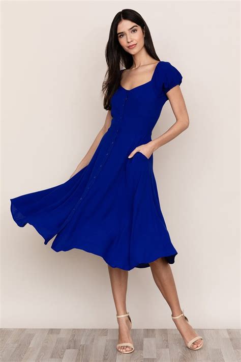 Elevate Your Casual Chic Style With The Mercer Street Royal Blue Midi Dress Details Include